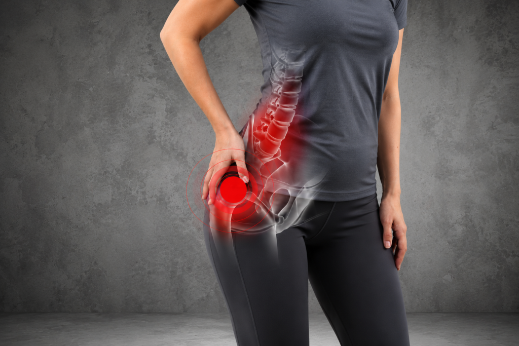 Illustration showing hip joint problems in young adults including FAI, labral tear, and AVN with treatment options in Surat